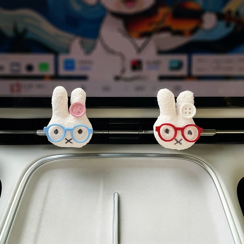 Car Air Freshener Vent - Kelinci Lucu dengan Kacamata, Klip Aromaterapi